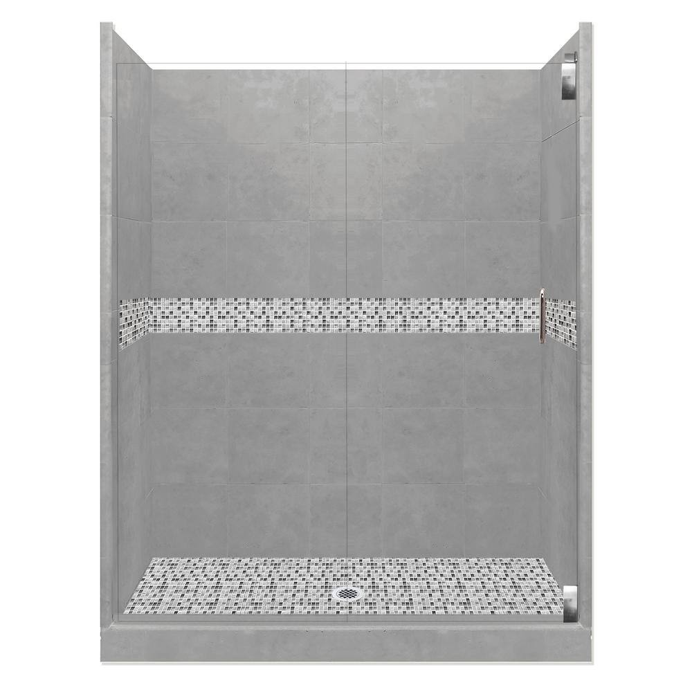 Del Mar Grand Hinged 36 in. x 54 in. x 80 in. Center Drain Alcove Shower Kit in Wet Cement and Chrome Hardware price history on PriceWatchPro
