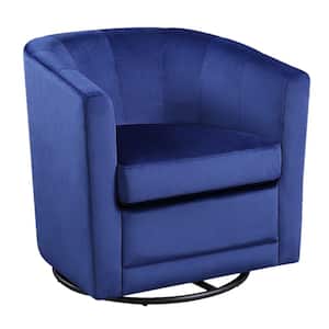 Kappa Blue Velvet Upholstered Swivel Chair