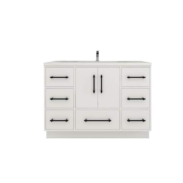Victoria 47 in. W x 20 in. D x 35 in. H Single Sink Freestanding Bath Vanity in Gloss White with White Acrylic Top