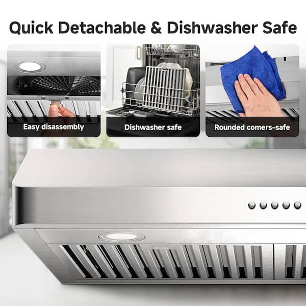 30 in. 700 CFM Ducted Under Cabinet Range Hood in Stainless Steel with 3-Way Venting Compatibility