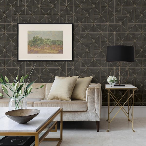 Cheverny Dark Brown Wood Tile Dark Brown Wallpaper Sample