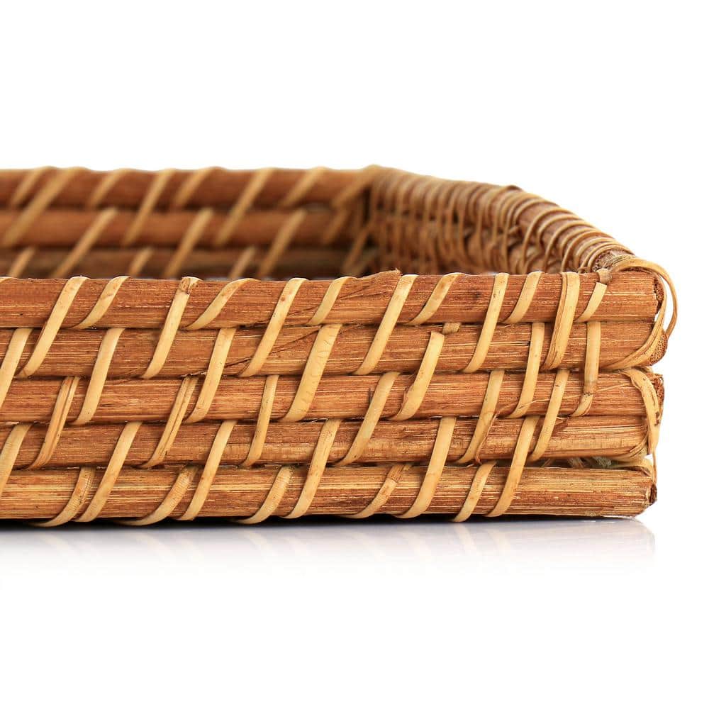 Martha Stewart 16 Inch Light Brown Rattan Woven Serving Tray