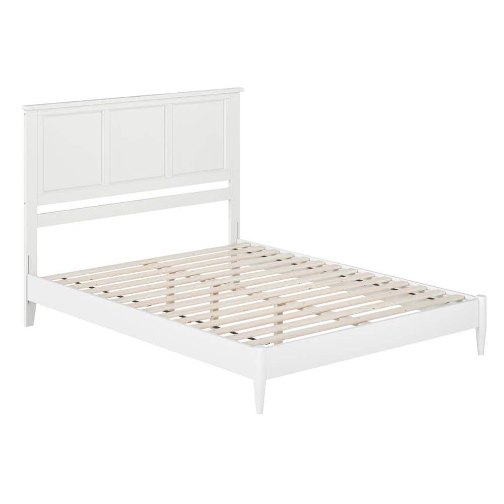 Charlotte White Solid Wood Queen Platform Bed with Headboard