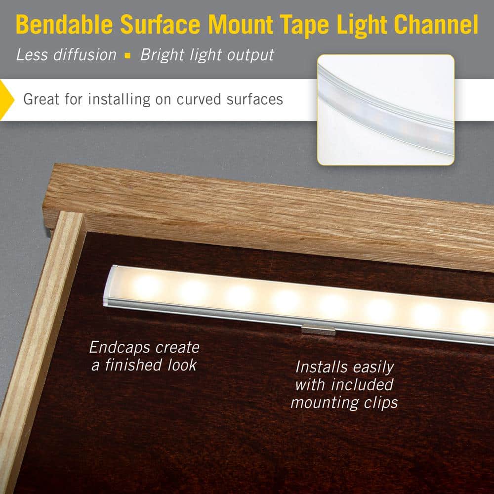 Silver Bendable Surface Mount LED Tape Light Channel 5-Pack