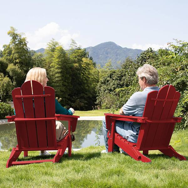 JEAREY Red HDPE Folding Plastic Adirondack Chair 1 Pack PEFAC HD