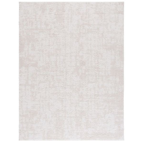 Rumi Shag 9 ft. x 12 ft. Ivory/Light Beige Solid Distressed Area Rug