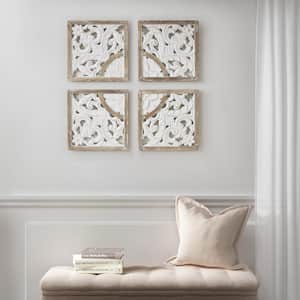 Arwen 4-Piece Natural/White Two-tone Medallion Carved Wood Wall Decor Set