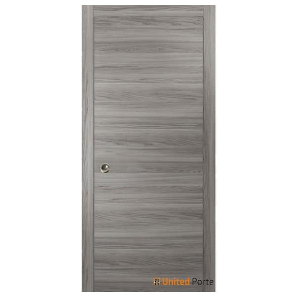 Sartodoors 32 in. x 84 in. 1 Panel Ginger Ash Finished Solid Wood with Honeycomb Sliding Door with Hardware