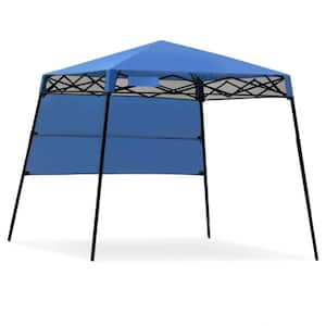 6 ft. x 6 ft. Blue Slant Leg Pop-Up Canopy with Carry Bag and 4-Stakes