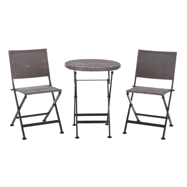 Patio Sense Acosta 3-Piece Wicker Folding Patio Bistro Set-62154 - The ...