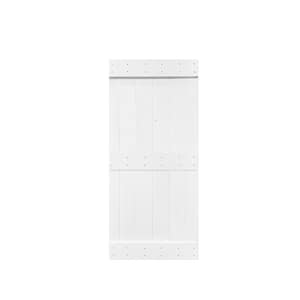 Mid-Bar Series 24 in. x 84 in. Pure White Knotty Pine Wood Interior Sliding Barn Door Slab