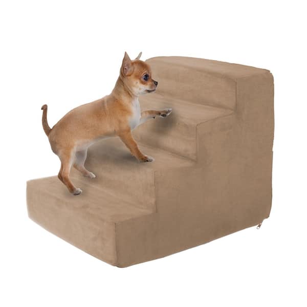 4-Step Non-Slip Foam Pet Stairs, Tan