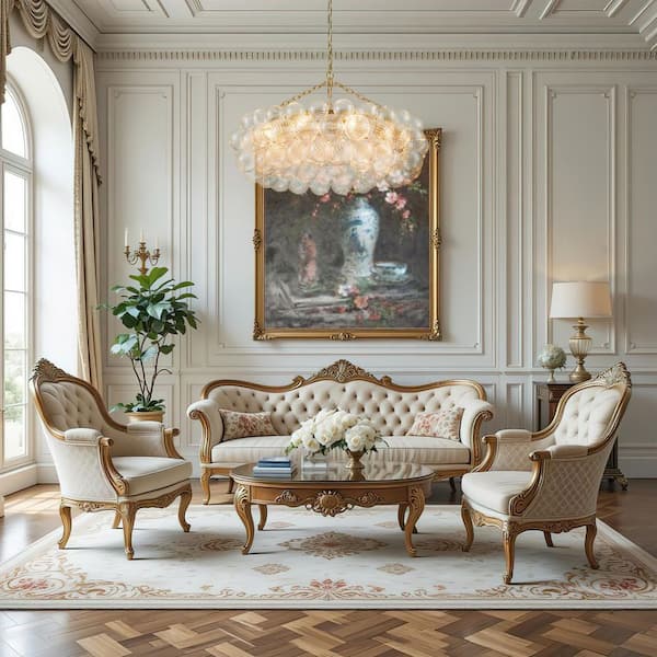 HUOKU Neuvy 8-Light 32.7 in.W Brass Chandelier w/Swirled
