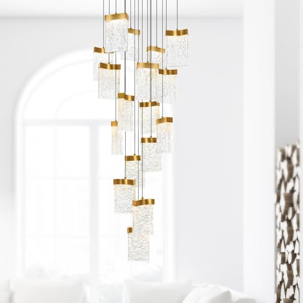 Lava 17-Light Integrated LED Brass Chandelier