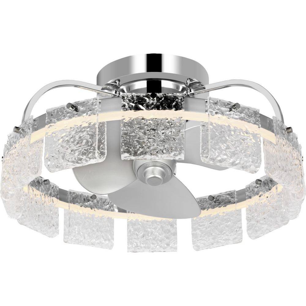 Polished Chrome 20" LED Fandelier with Remote and Glass Accents