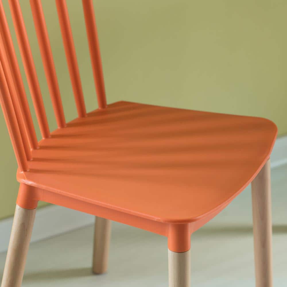 Classic Orange Windsor Mid-Century Modern Side Chair