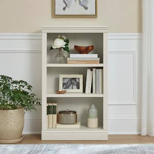 CLICKREADY Off-White Wood 3-Shelf Classic Bookcase with Adjustable Shelves (43 in. H)