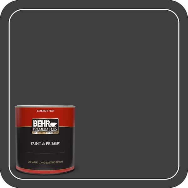 BEHR PREMIUM PLUS 1 qt. Black Flat Exterior Paint & Primer
