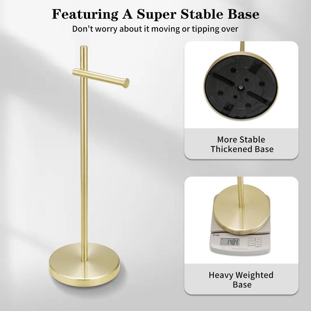 Brushed Gold Stainless Steel Freestanding Toilet Paper Holder