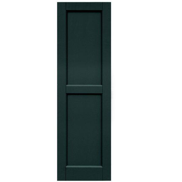 Winworks Wood Composite 15 in. x 50 in. Contemporary Flat Panel Shutters Pair #638 Evergreen
