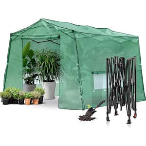 8.5 ft. x 11 ft. x 7.4 ft. Walk-in Greenhouse Garden with Hand Shovel in Green