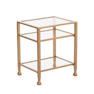 Galena Gold Metal and Glass End Table