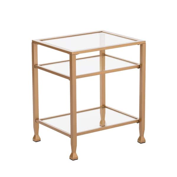 Southern Enterprises Galena Gold Metal and Glass End Table