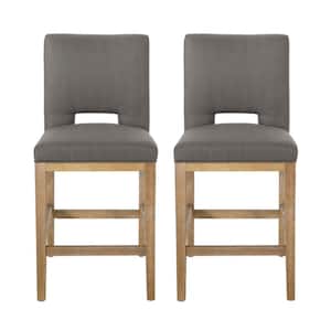 Elmcrest 41.5 in. High Back Deep Gray and Weathered Natural Wood Counter Stool (Set of 2) Extra Tall
