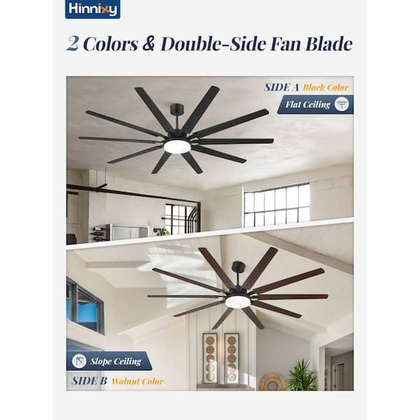 84 in. Indoor/Outdoor Industrial Black Ceiling Fan with Dual-Finish Blades and 3-Color LED Light and Remote Control
