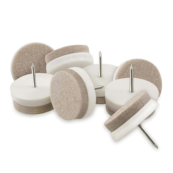 1 in. Beige Round Felt Nail-On Furniture Glides for Floor Protection (8-Pack)
