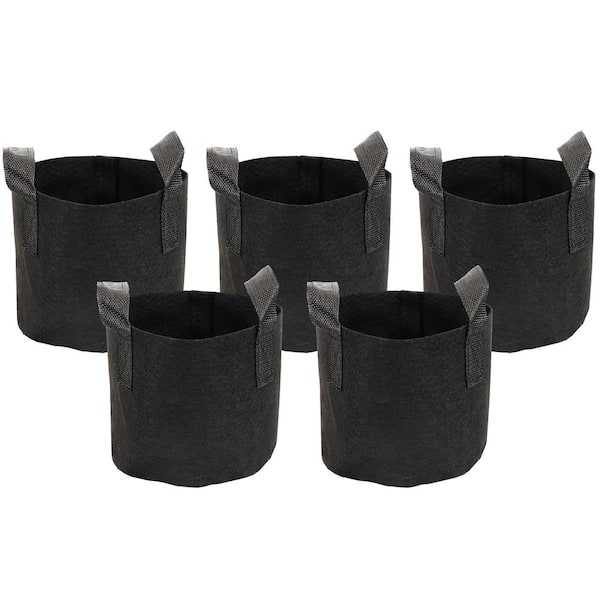 Sunnydaze 1 Gal. Plastic Garden Grow Bags with Handles - Non-Woven Polypropylene Fabric (5-Pack)