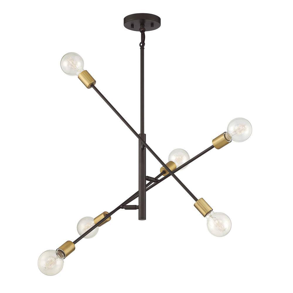 Bronze Sputnik 6-Light Adjustable Metal Chandelier
