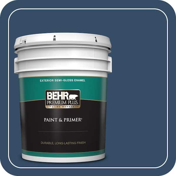 BEHR PREMIUM PLUS 5 gal. Home Decorators Collection #HDC-FL14-12 Rain Boots Semi-Gloss Enamel Exterior Paint & Primer