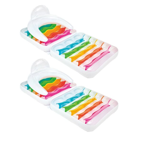 Intex Multi-Color Floating Folding Lounge-Chair with Headrest and Armrest (2-Pack)
