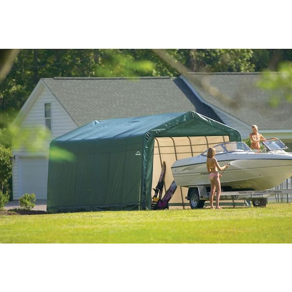 13 ft. W x 24 ft. D x 10 ft. H Steel and Polyethylene Garage without Floor in Green with Corrosion-Resistant Frame