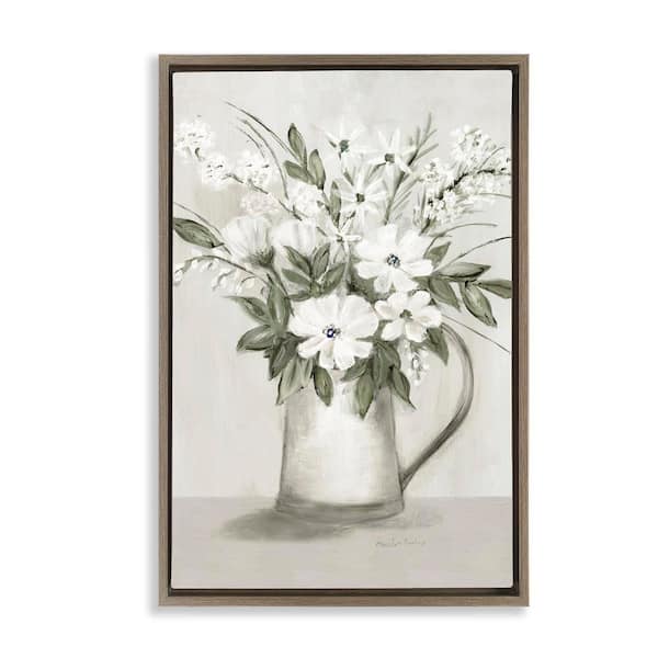 Stupell Industries Country Pitcher Bouquet by Marilyn Dunlap Brown Floater Frame Nature Graphic Art Print 25 in. x 17 in.
