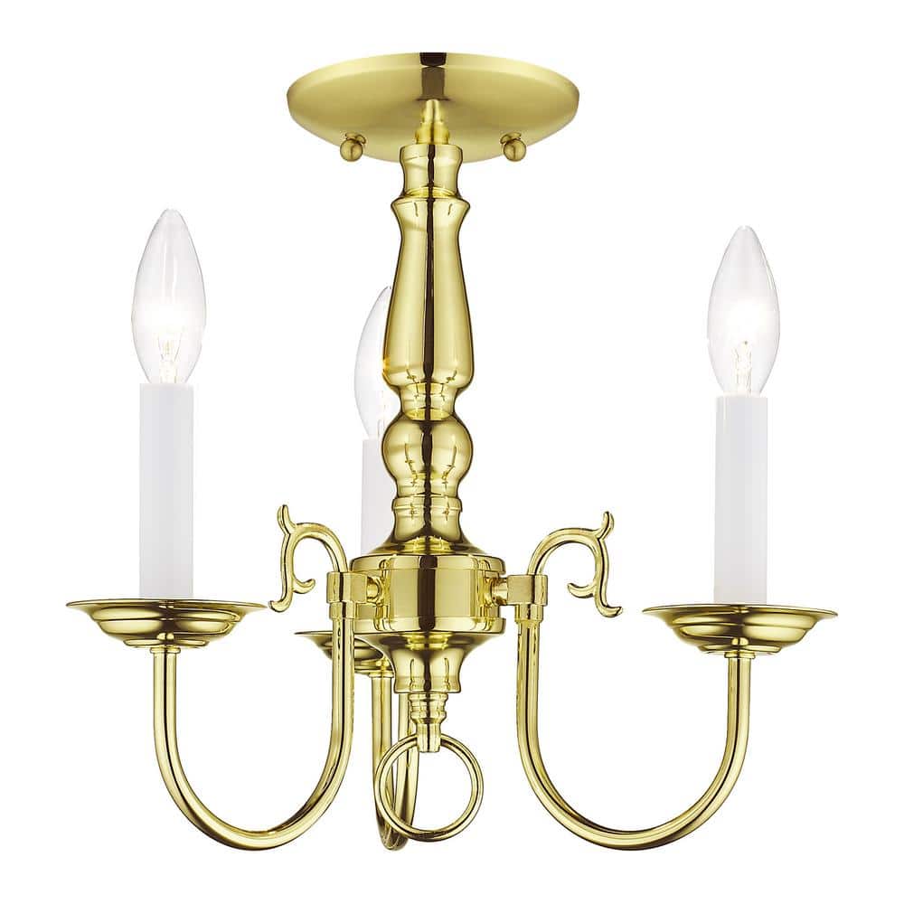 Elegant Williamsburgh Polished Brass Mini 3-Light Chandelier