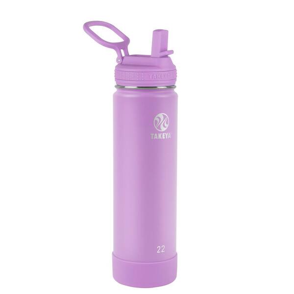 Takeya Actives 22 oz. Lilac Insulated Stainless Steel Water Bottle with Straw Lid