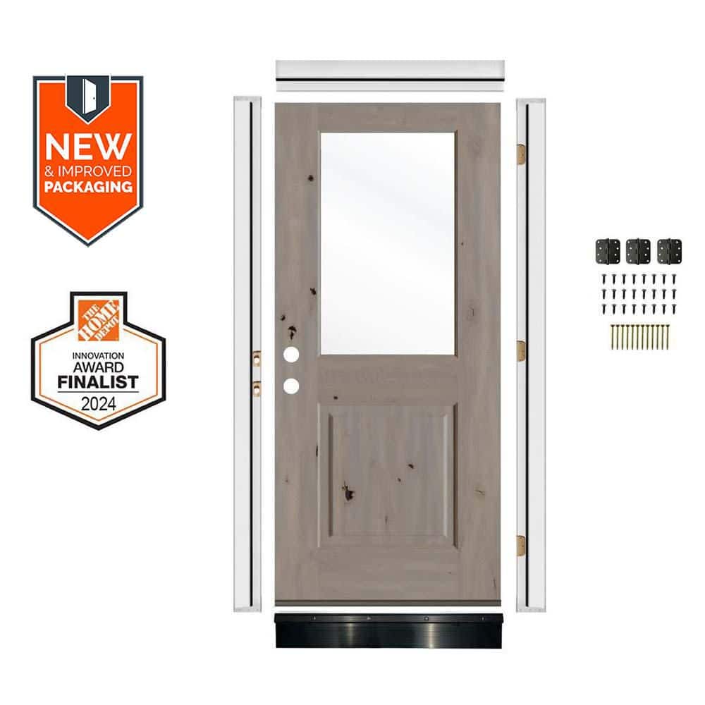Krosswood Doors 32in.x80in. Modern Right-Hand Clear Glass Grey