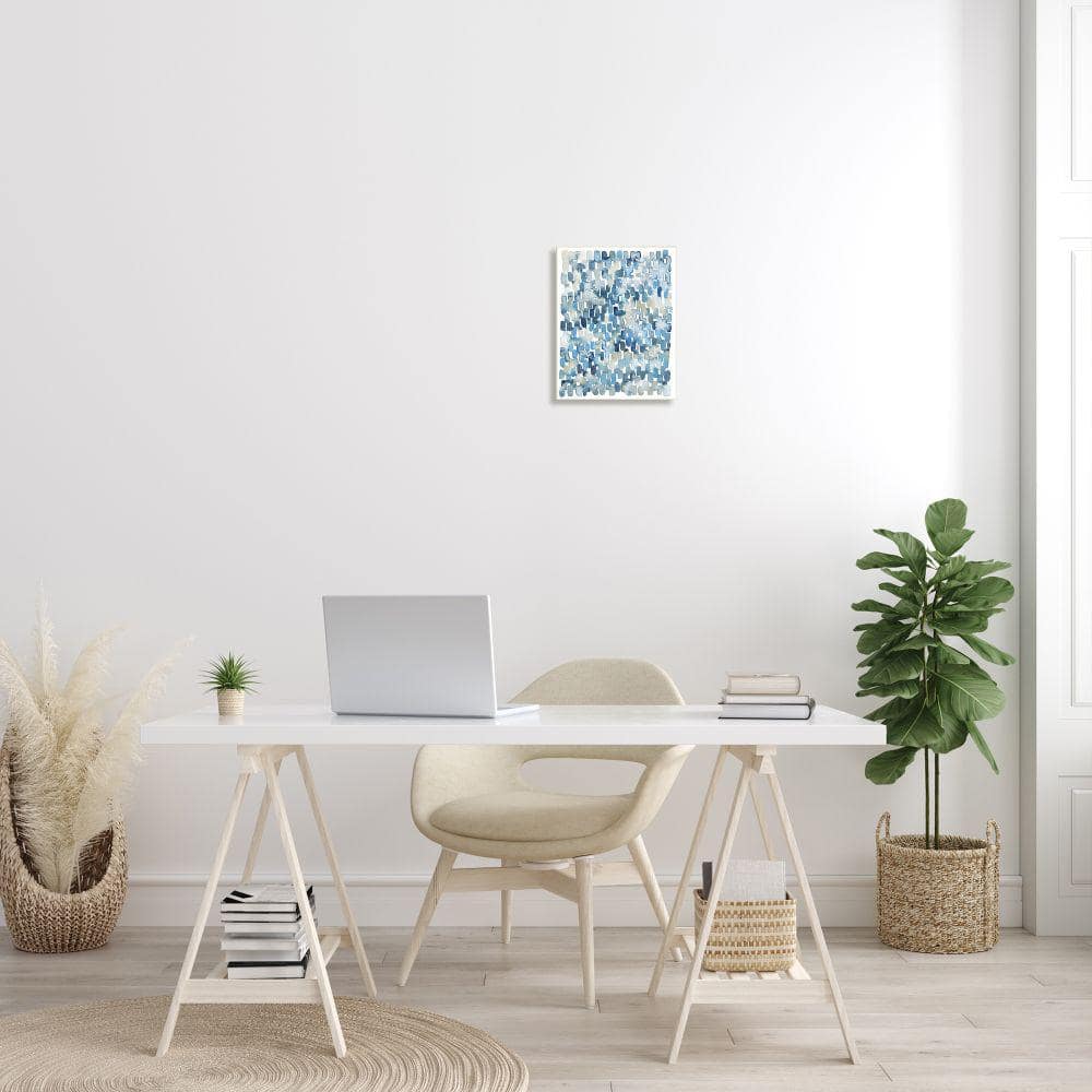 Coastal Blue and Beige Abstract Wood Wall Art, 10 x 15 Inch