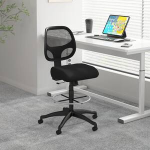 BOSS Mesh Fabric, Adjustable Height Ergonomic Drafting Chair in Black/Black Armless.