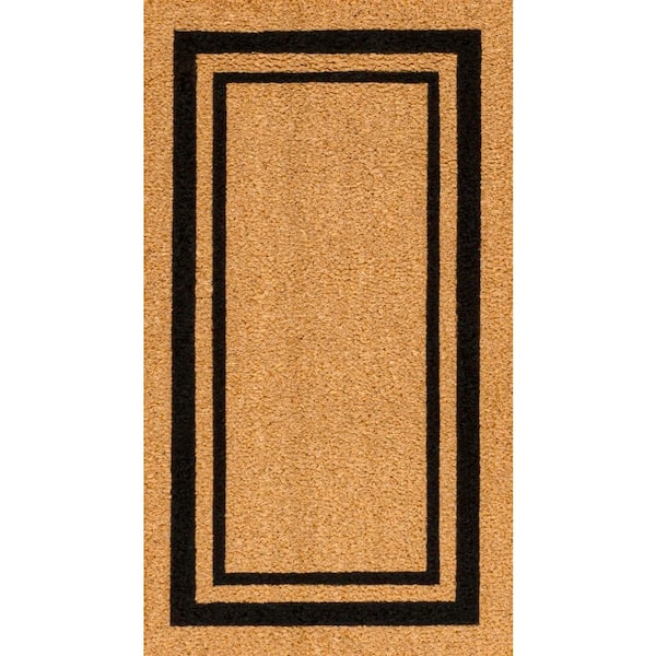 Peater Classic Casual Commerical Natural Coir Natural/Black Border 17 in. x 30 in. Indoor/Outdoor Mat