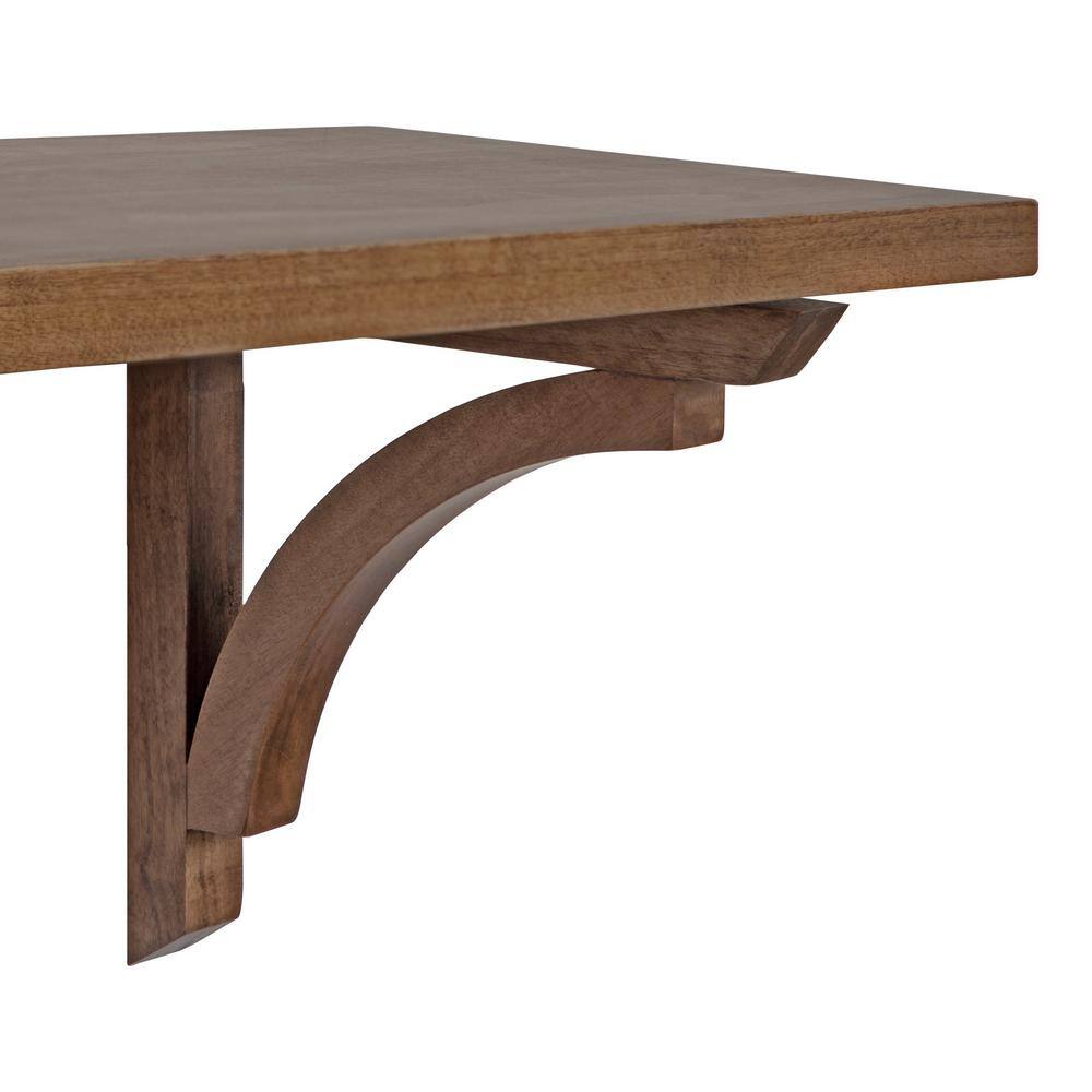 Rustic Brown Floating Wood Wall Shelf - 36" Length