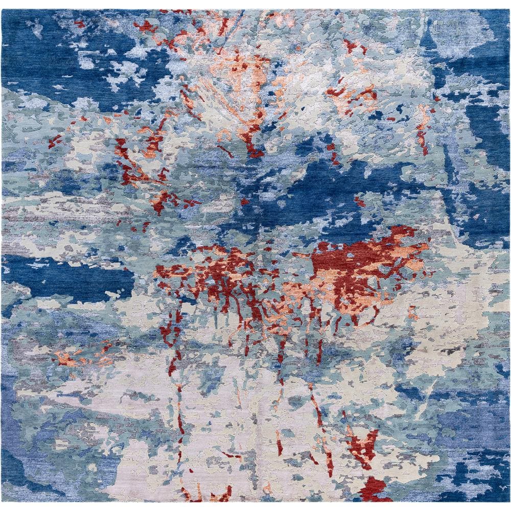 Modern-Contemporary Navy 8 X 10 Hand-Knotted Wool Silk Indoor Area Rug price history on PriceWatchPro