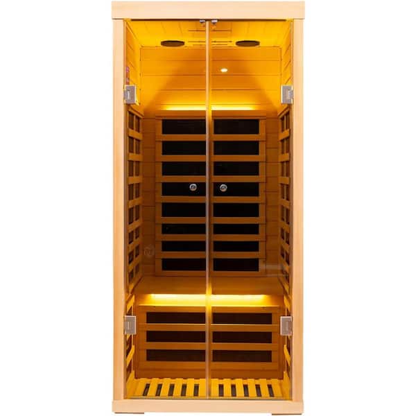 Moray 1-Person Indoor Hemlock Infrared Sauna with 7 Far-Infrared Carbon Crystal Heaters