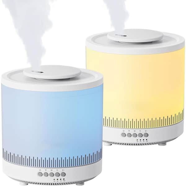 0.48 Gallon Plastic Ultrasonic Cool Mist Tabletop Humidifier, Top Fill Oil Diffuser with Light for Bedroom, 2-Pack