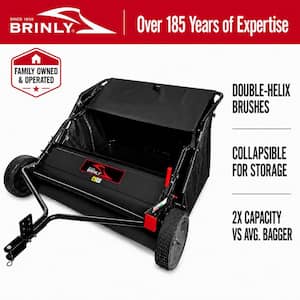 42 in. Tow-Behind Lawn Sweeper with Double-Helix Brushes for Lawn Tractors and Zero-Turn Mowers