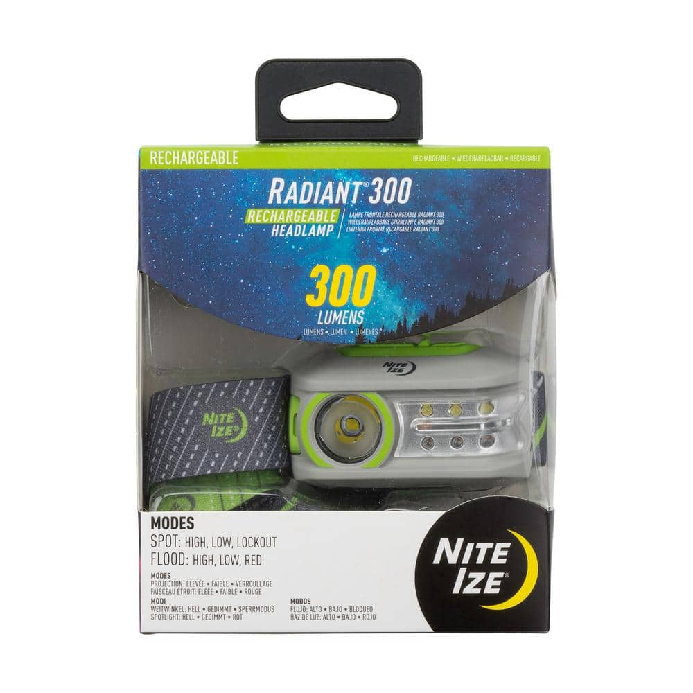 Nite Ize Radiant 300 Rechargeable Headlamp, Lime R300RH-17-R8 The Home  Depot