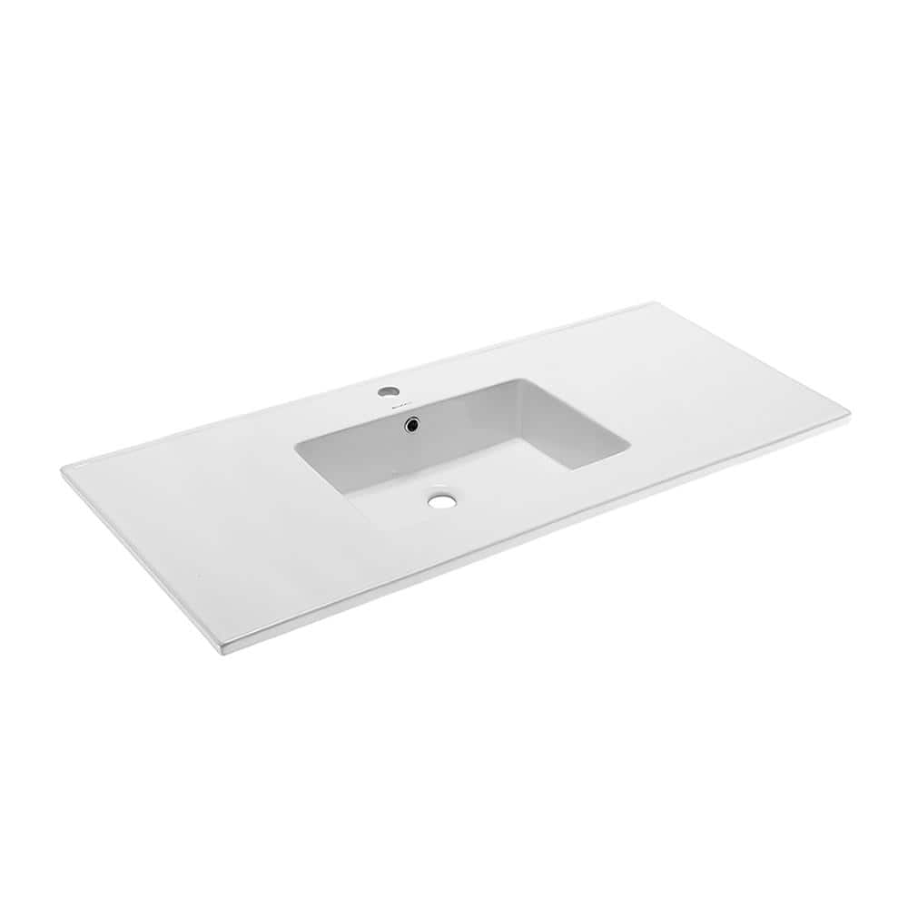 Voltaire 49" Glossy White Ceramic Vanity Top with Single Basin