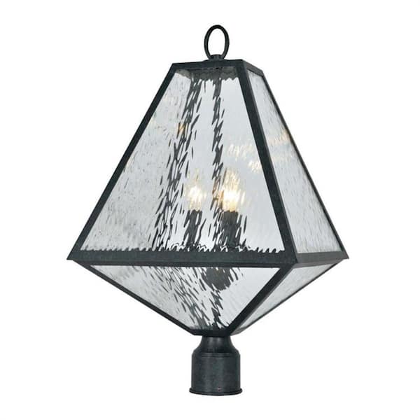 Crystorama Glacier 3-Light Black Charcoal Outdoor Lantern with Shade